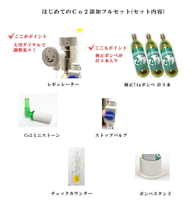 水草の成長が変わる はじめてのｃｏ２添加フルセット