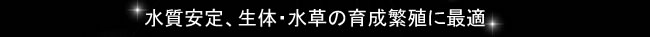 水質安定、生体・水草の育成繁殖に最適