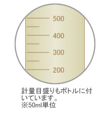 計量目盛りもボトルについています。※50ml単位