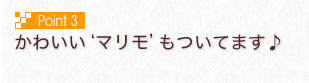 Point3　かわいい‘マリモ’もついてます♪