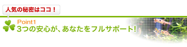 【人気の秘密はココ！】Point1 ３つの安心が、あなたをフルサポート！