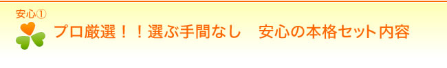 【安心１】プロ厳選！！選ぶ手間なし　安心の本格セット内容
