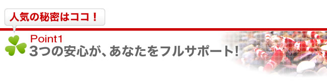 【人気の秘密はココ！】Point1 ３つの安心が、あなたをフルサポート！