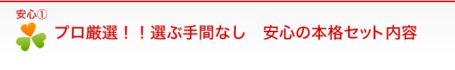【安心１】プロ厳選！！選ぶ手間なし　安心の本格セット内容